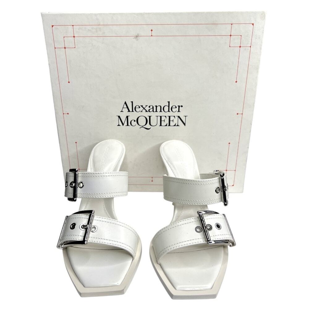 Alexander McQueen White Double Buckle Punk Mules Size IT 36 - Picture 2 of 10